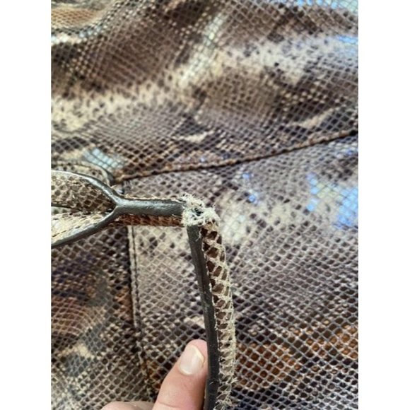 Elie Tahari Snake Print Brown Beige Leather Shoulder Bag - Picture 12 of 12